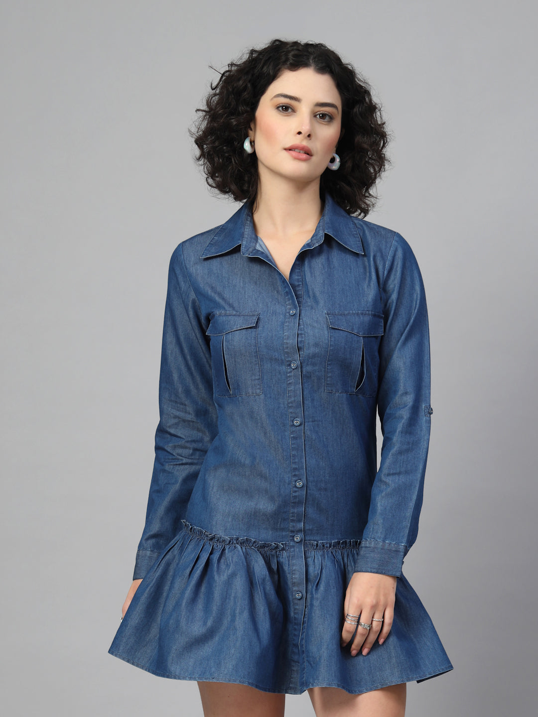 A button-down denim dress -JEFF COOPER