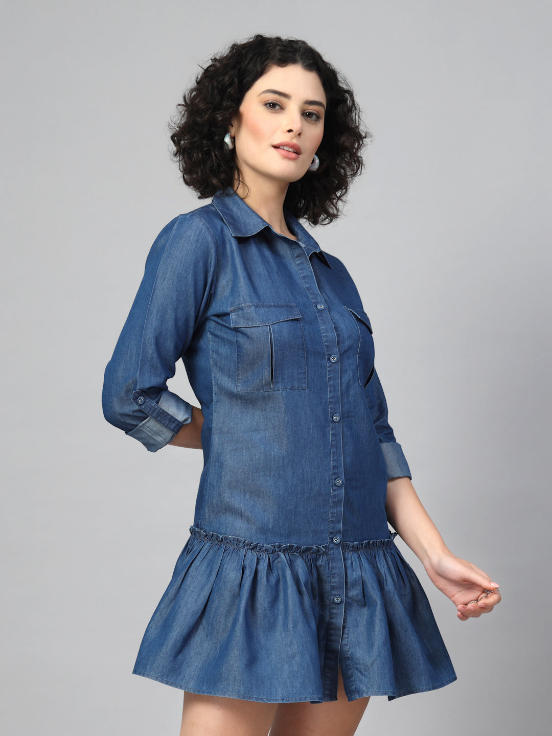 A button-down denim dress -JEFF COOPER