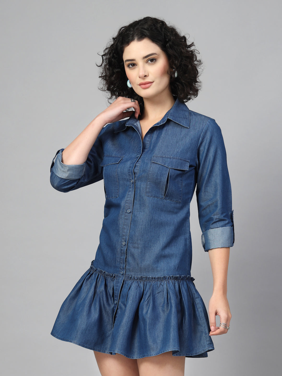 A button-down denim dress -JEFF COOPER