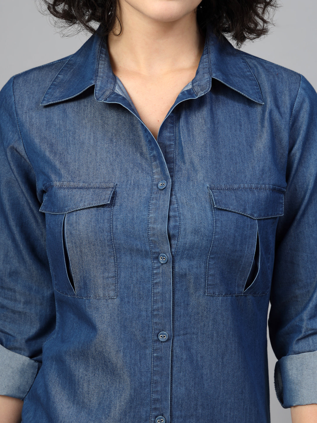 A button-down denim dress -JEFF COOPER