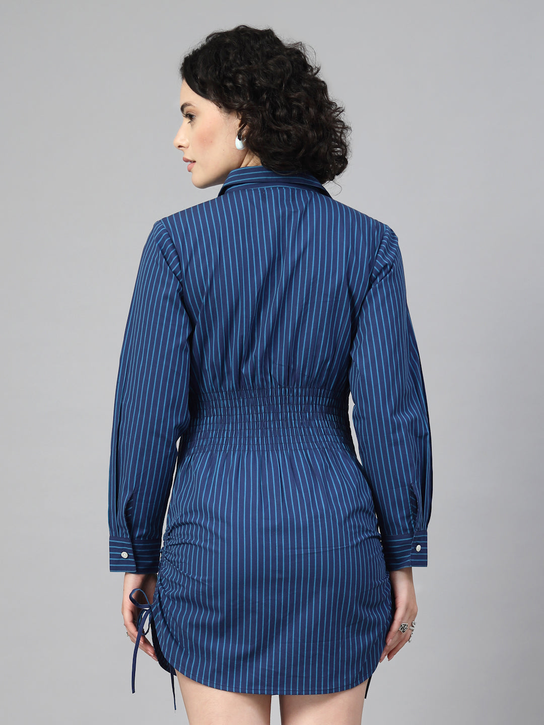 Nevy Blue Striped Shirt Dress-JEFF COOPER