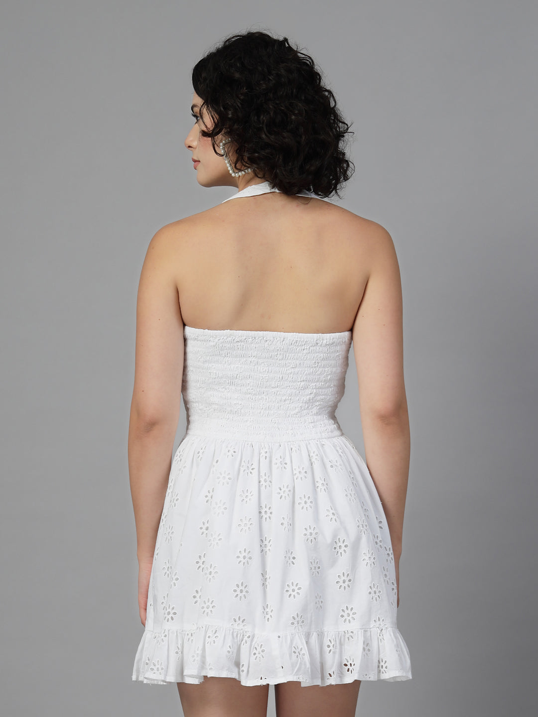 mini dress in cotton embroidered -JEFF COOPER