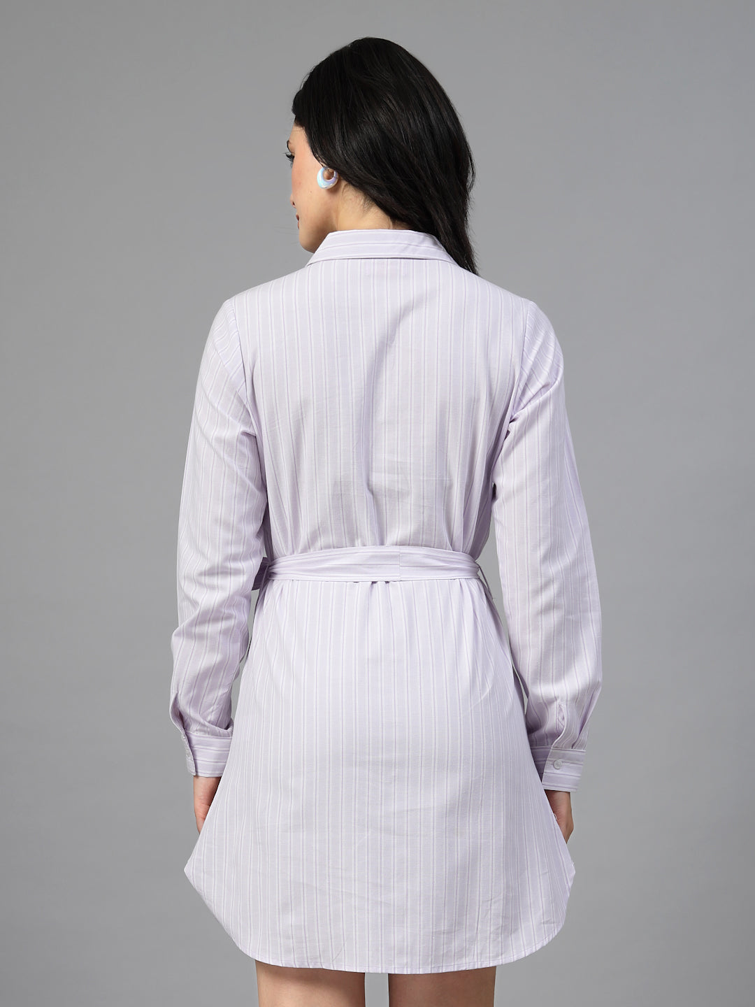 Long sleeves and waist belt Shirt Dress-JEFF COOPER