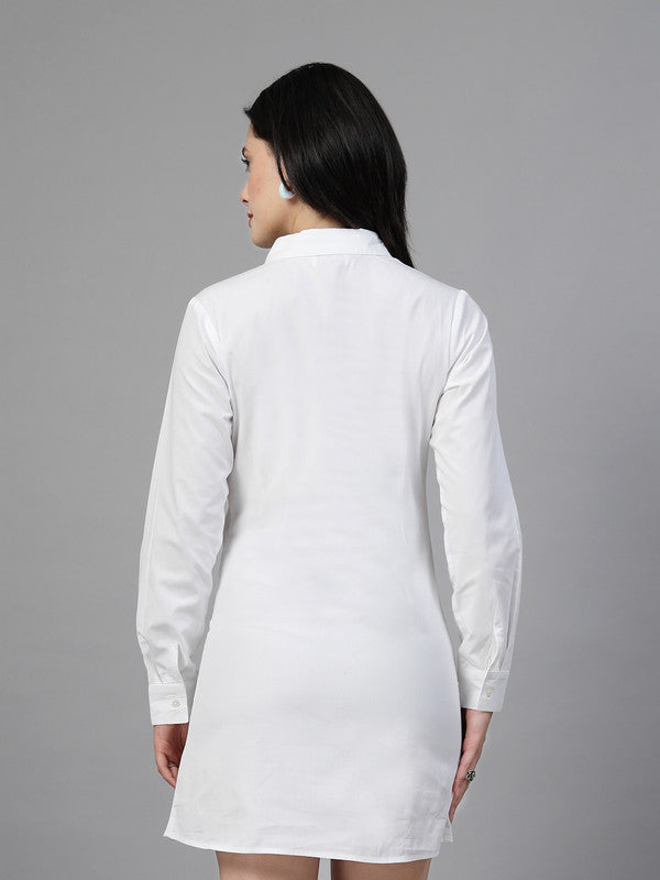 White cotton poplin shirt dress-JEFF COOPER