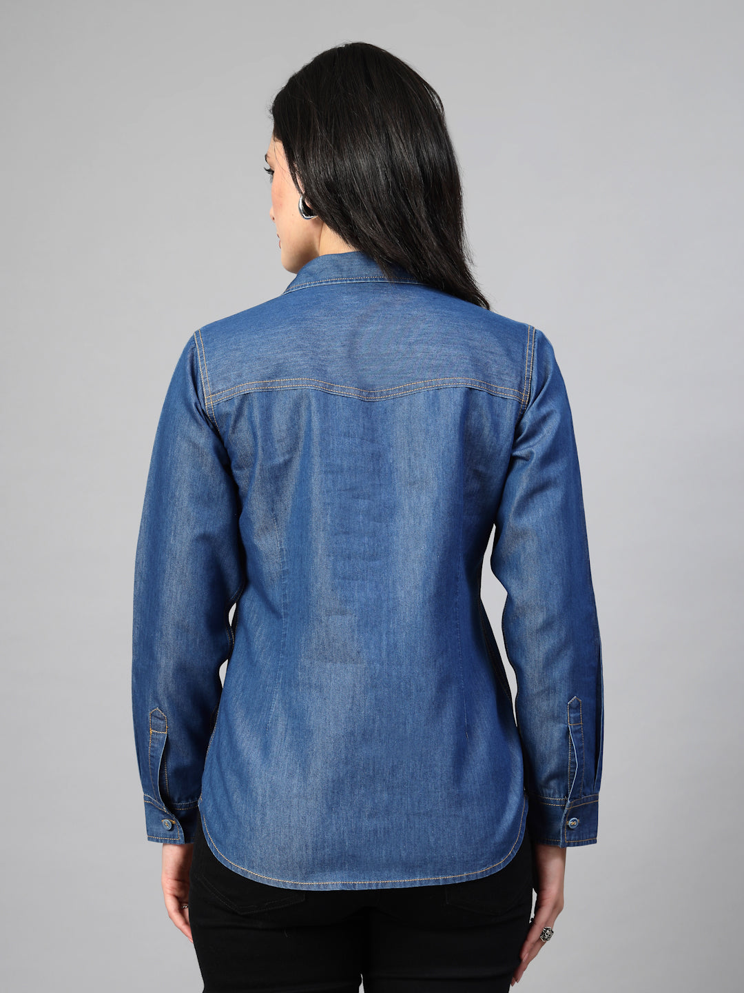 Classic denim shirt with a pointed collar-JEFF COOPER