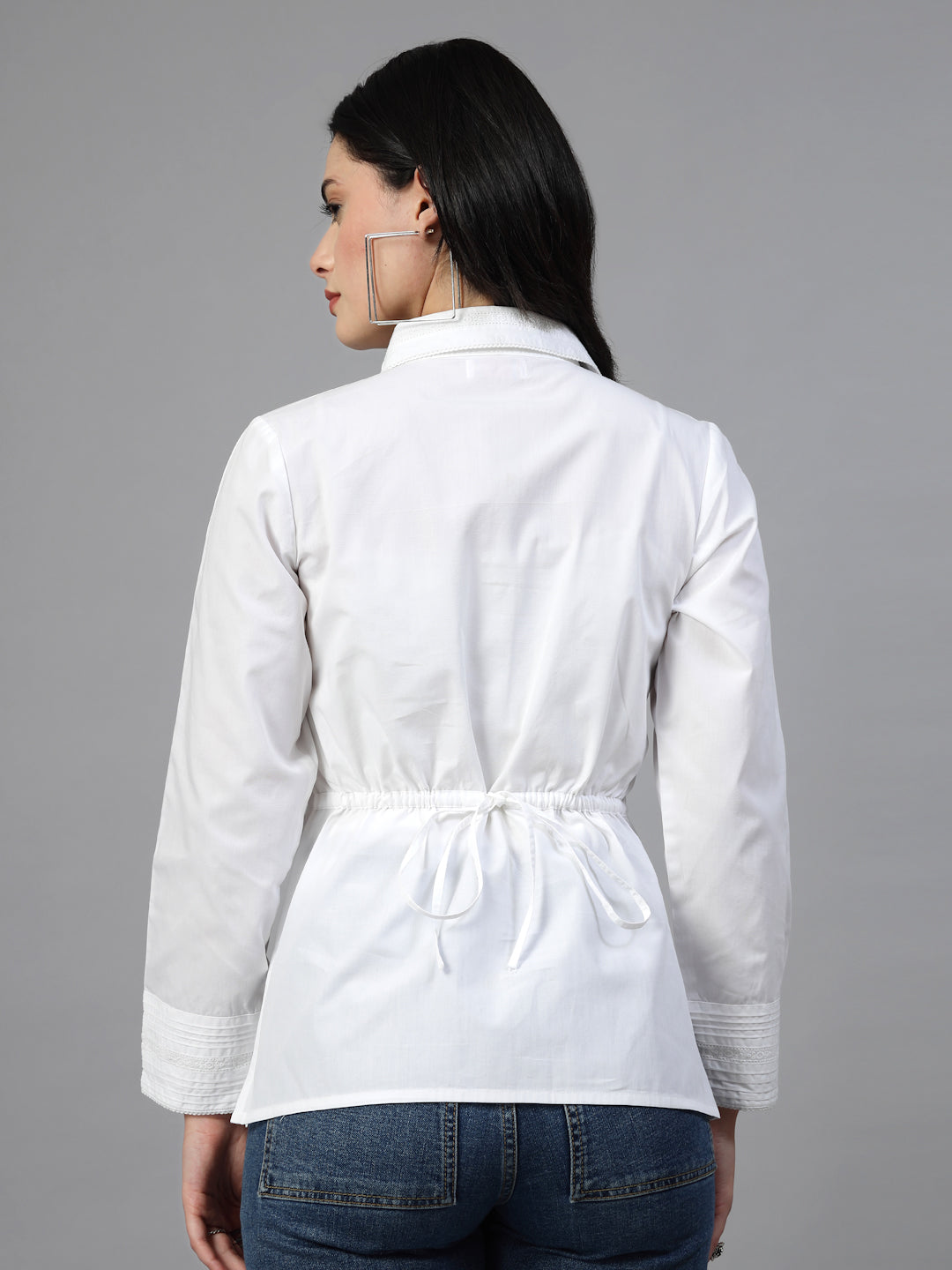 Regular shirt with pintucks laces and side slits-JEFF COOPER