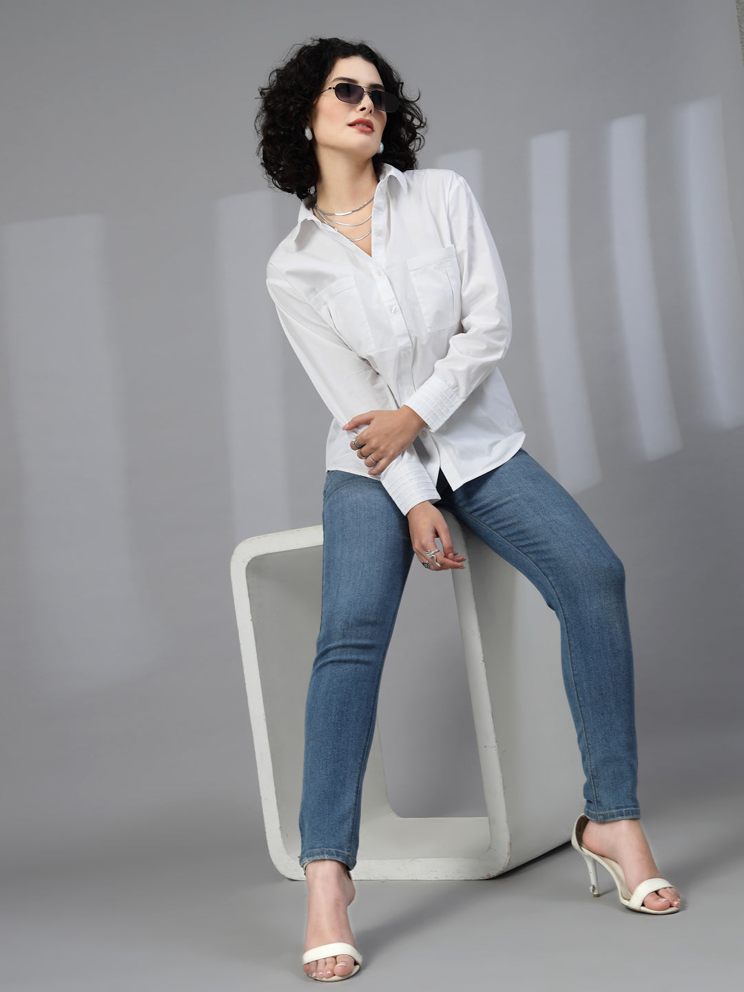 Regular shirt with pleats at back shoulder-JEFF COOPER