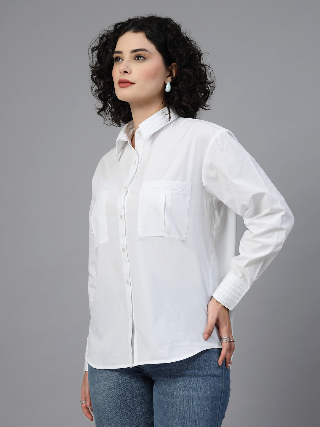 Regular shirt with pleats at back shoulder-JEFF COOPER
