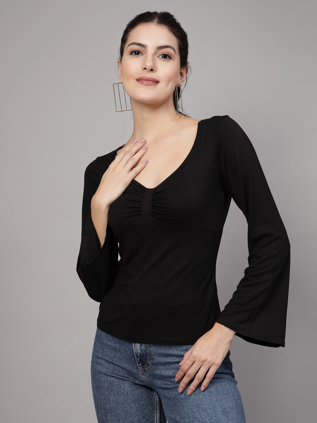Black modal viscose fitted top-JEFF COOPER