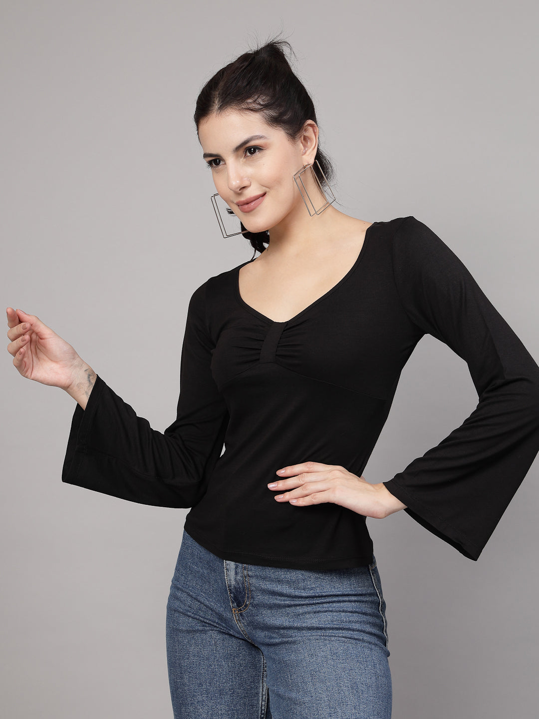 Black modal viscose fitted top-JEFF COOPER