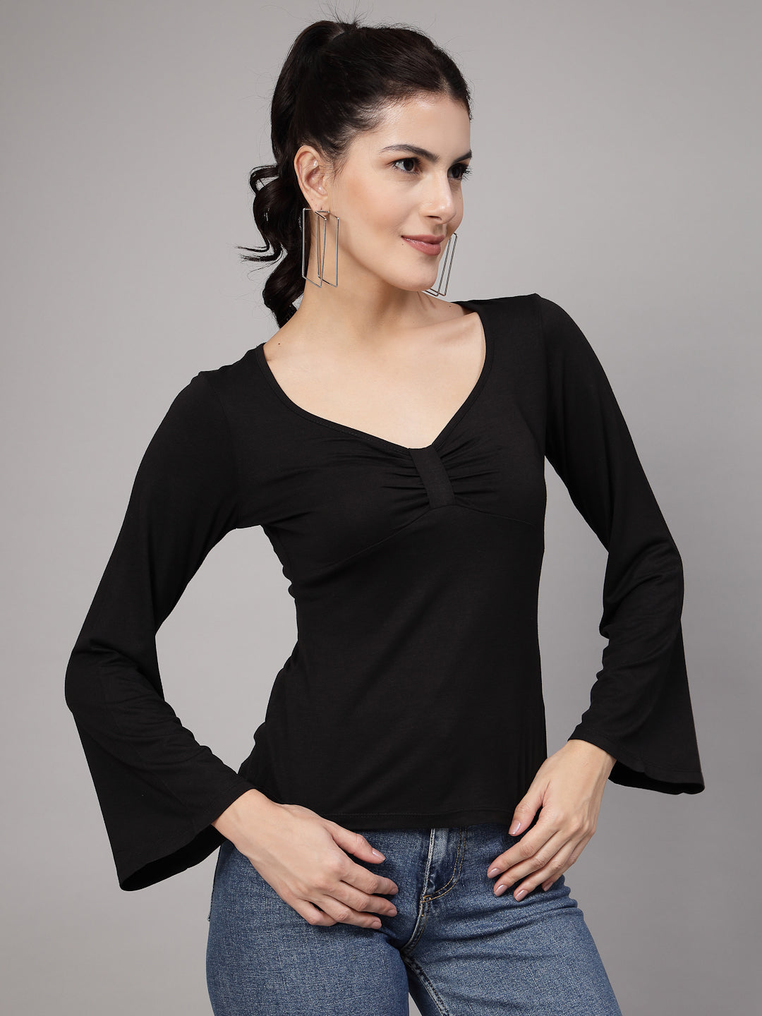 Black modal viscose fitted top-JEFF COOPER
