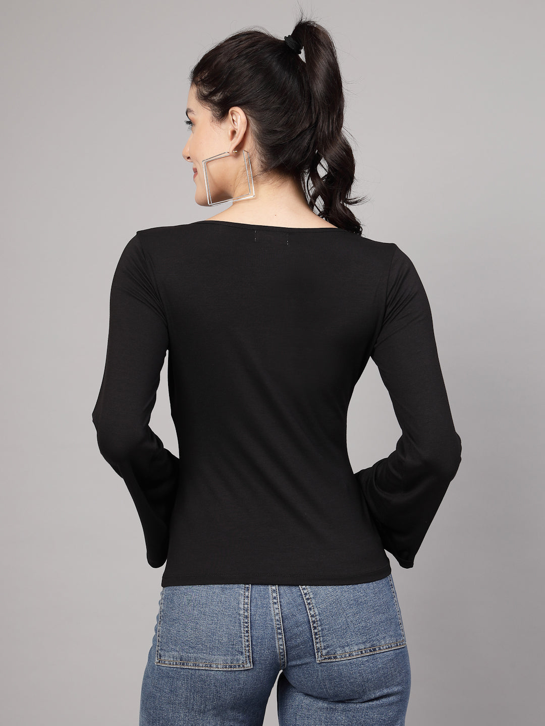 Black modal viscose fitted top-JEFF COOPER