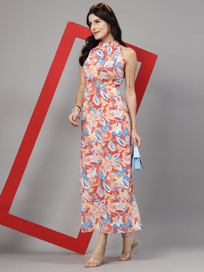 Floral Halter Neck Dress-JEFF COOPER