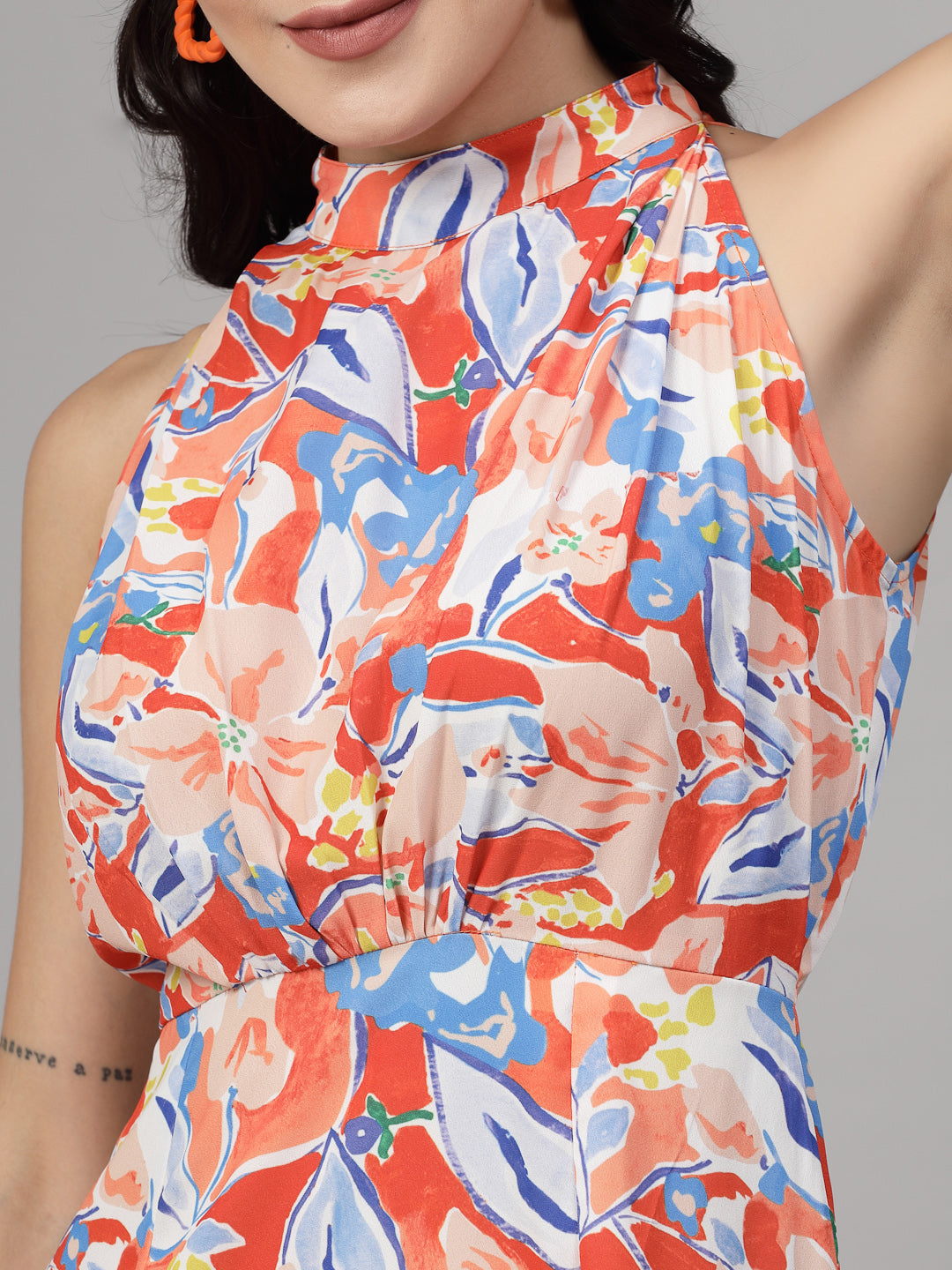 Floral Halter Neck Dress-JEFF COOPER