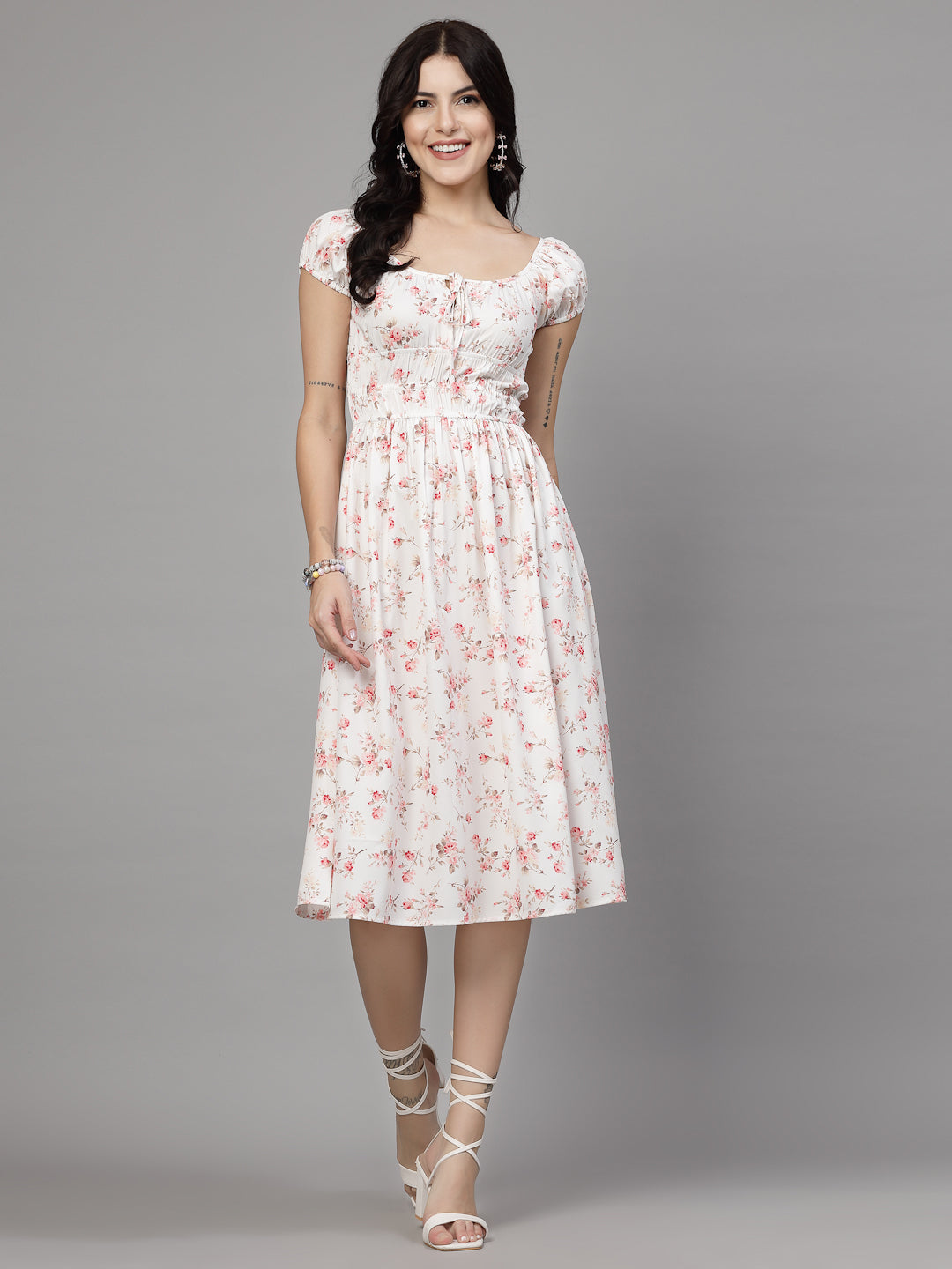 Floral Print Midi Dress-JEFF COOPER