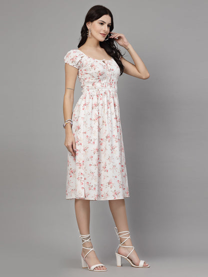 Floral Print Midi Dress-JEFF COOPER