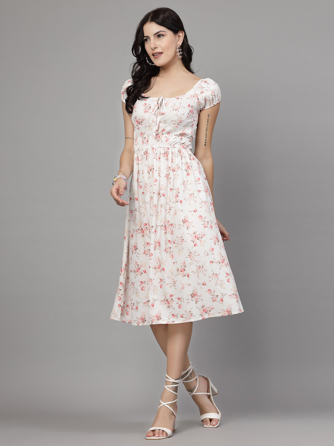 Floral Print Midi Dress-JEFF COOPER