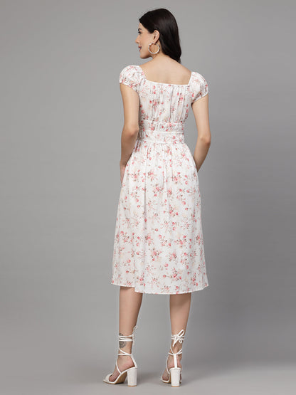 Floral Print Midi Dress-JEFF COOPER