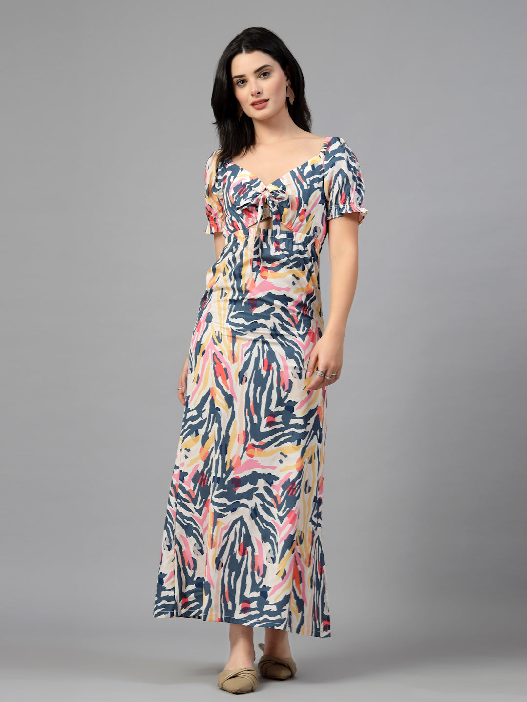 Abstract Printed Maxi Dress-JEFF COOPER