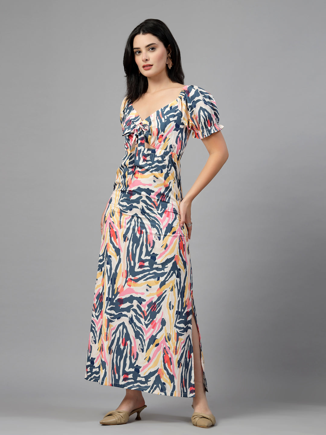 Abstract Printed Maxi Dress-JEFF COOPER