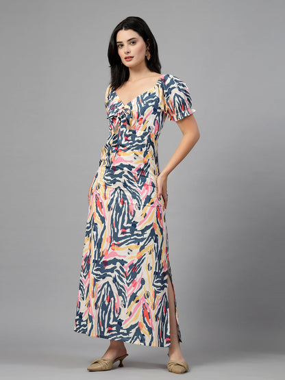 Abstract Printed Maxi Dress-JEFF COOPER