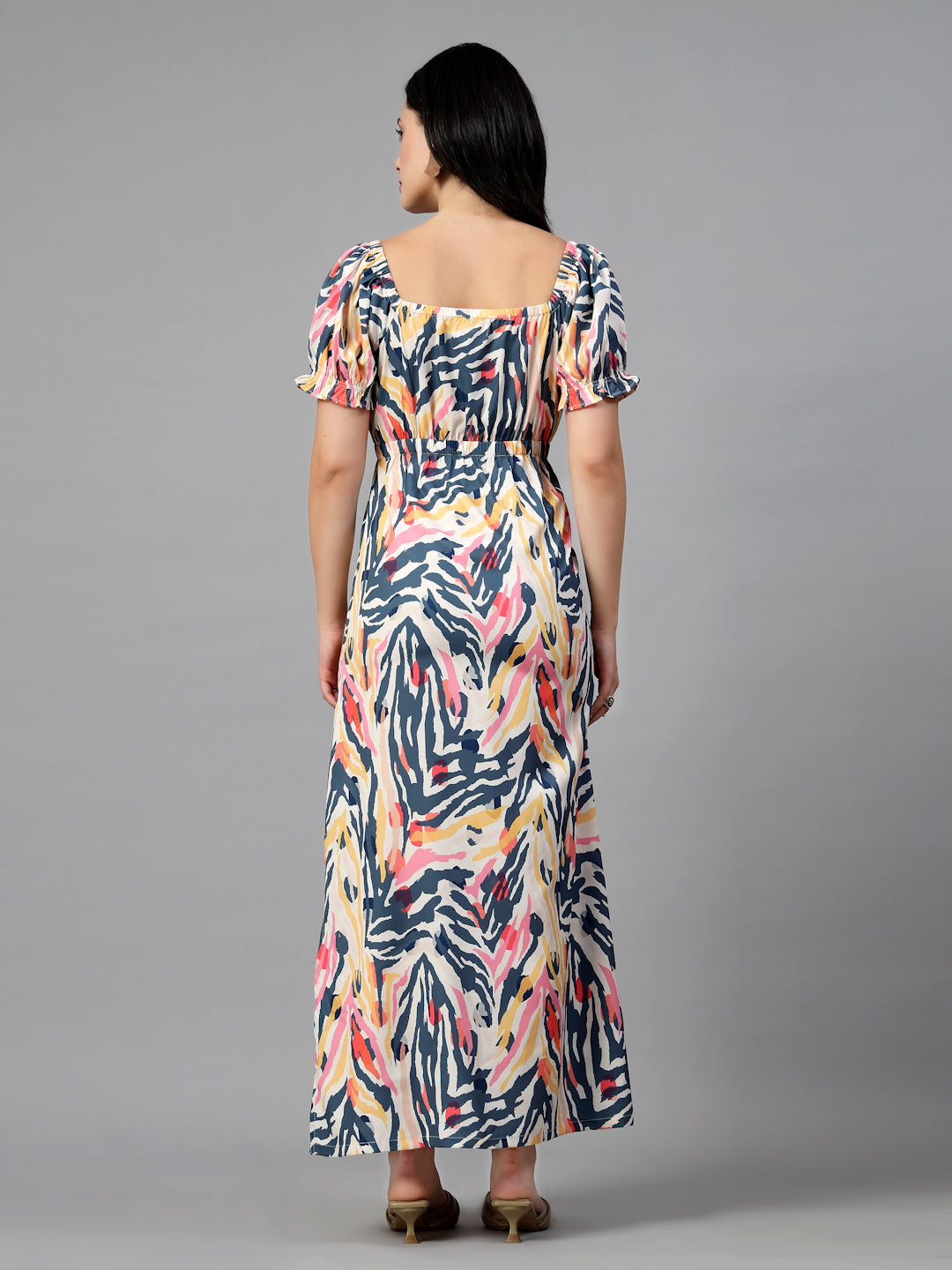 Abstract Printed Maxi Dress-JEFF COOPER