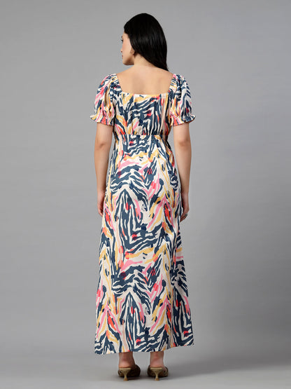 Abstract Printed Maxi Dress-JEFF COOPER