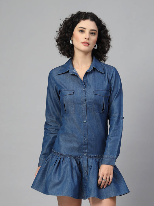 A button-down denim dress -JEFF COOPER