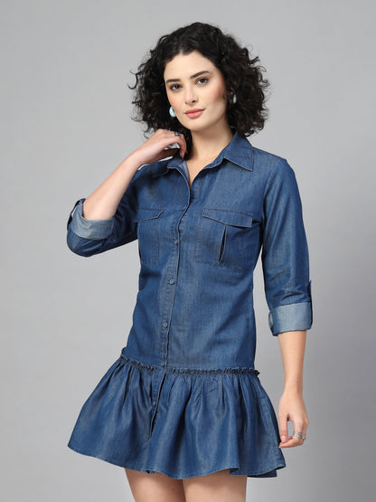 A button-down denim dress -JEFF COOPER