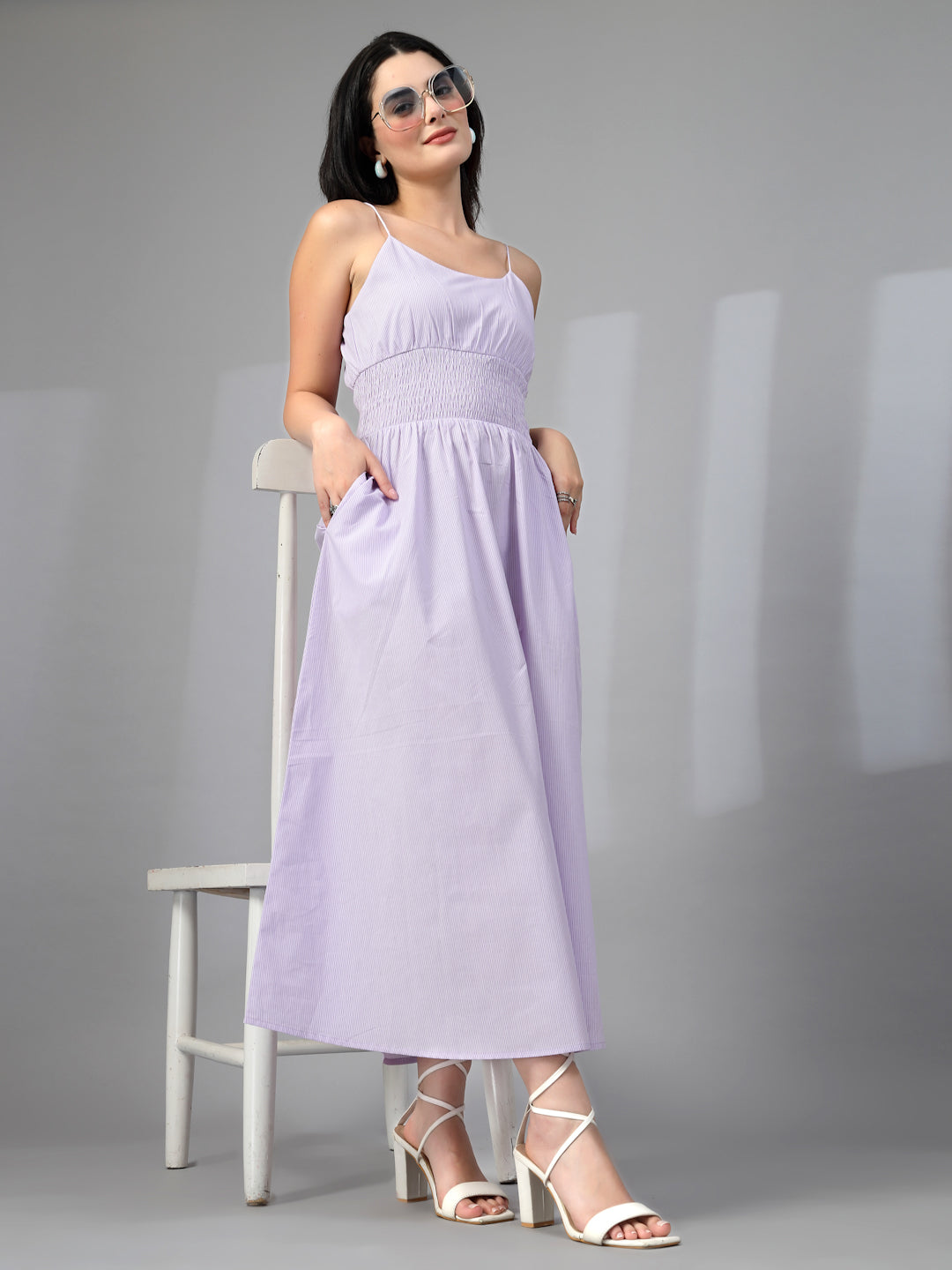 Long flared strappy dress-JEFF COOPER