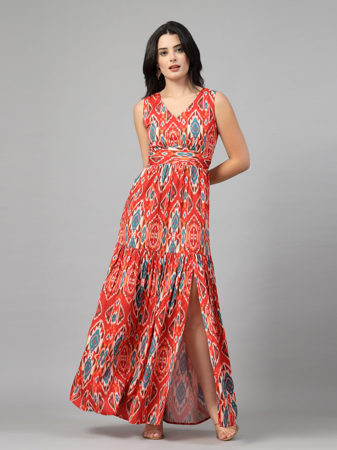 Ikat print full length dress-JEFF COOPER