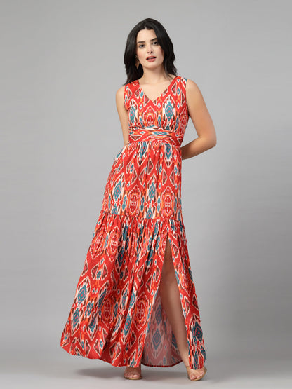 Ikat print full length dress-JEFF COOPER