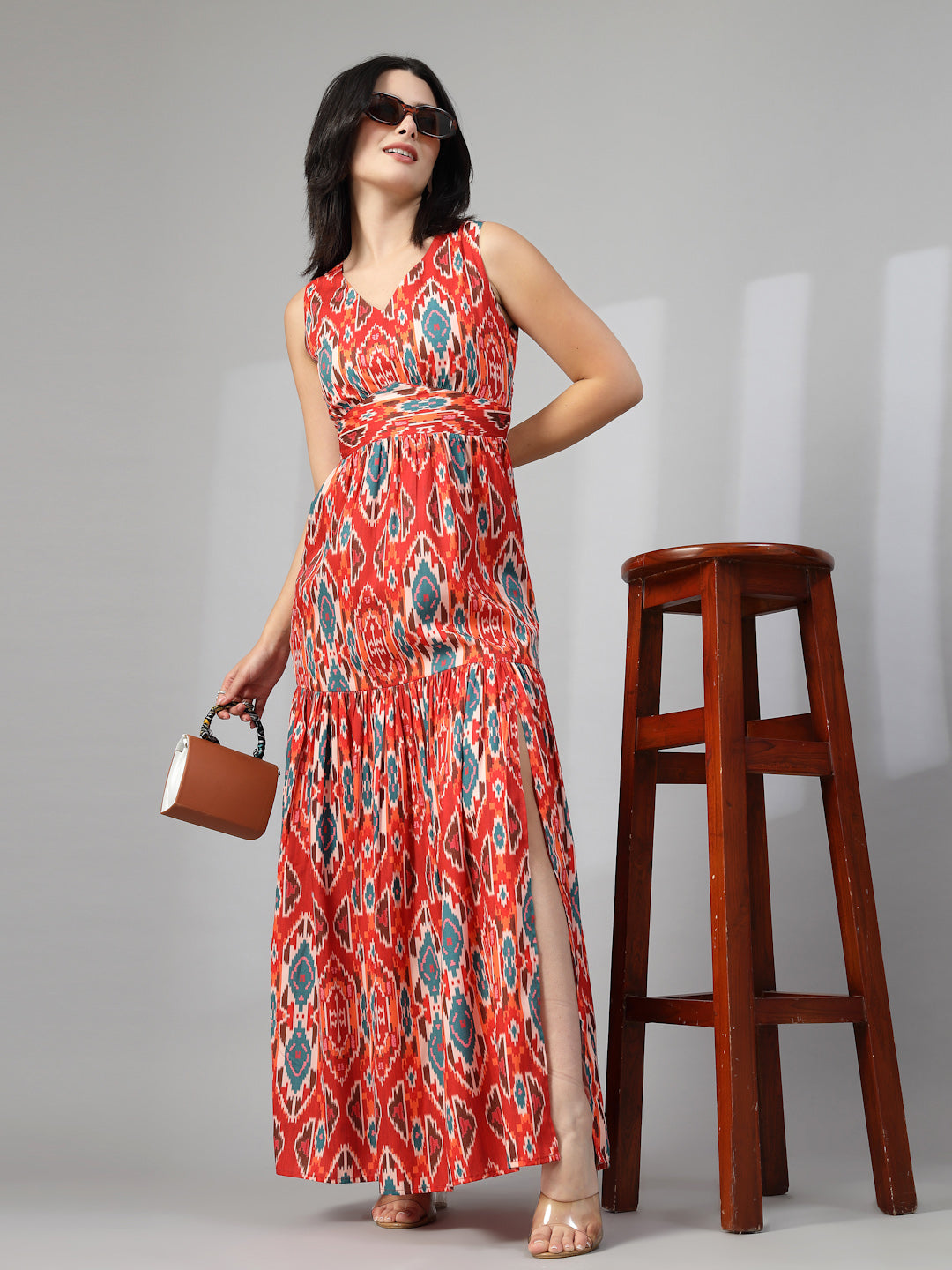 Ikat print full length dress-JEFF COOPER