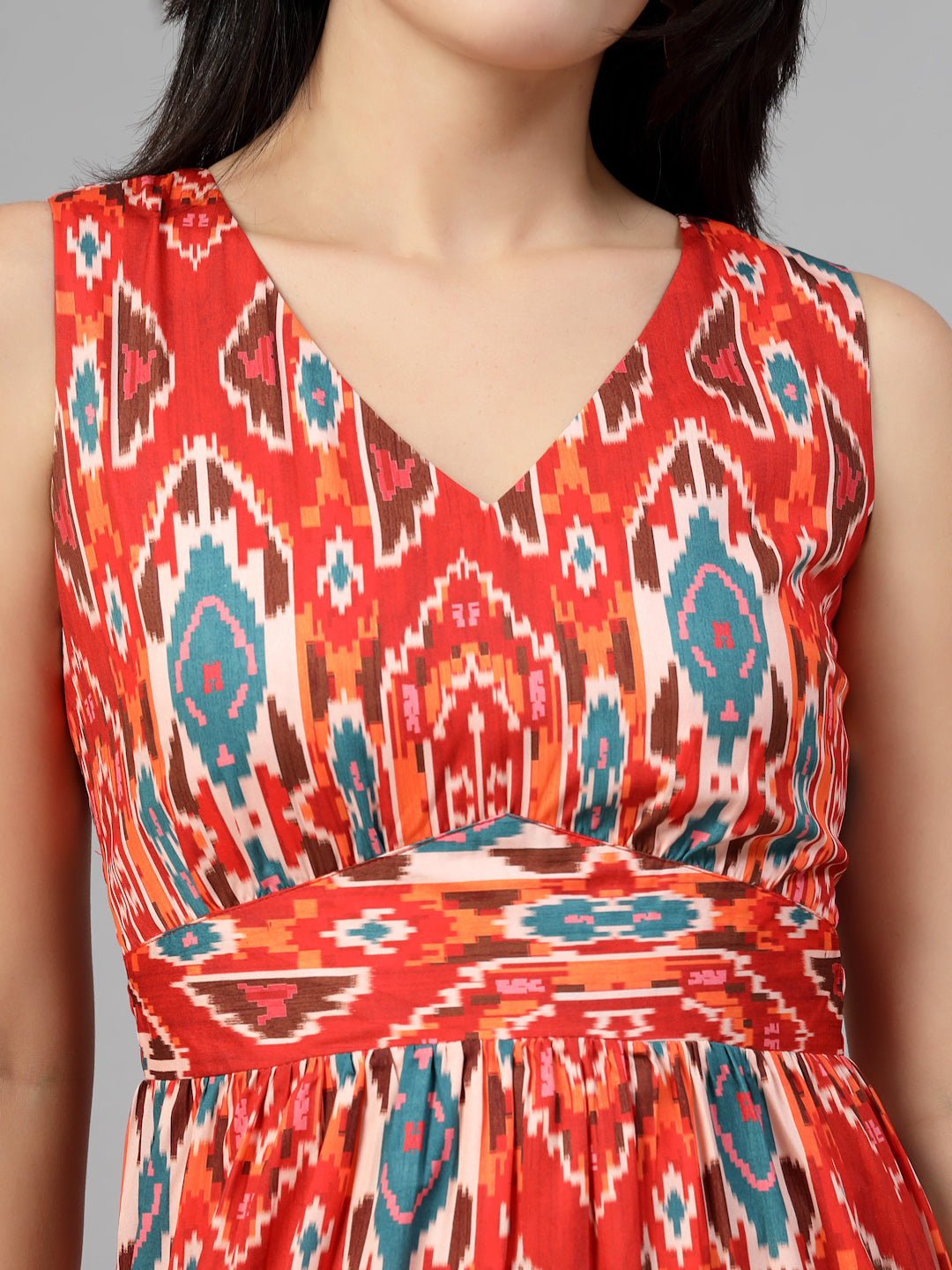 Ikat print full length dress-JEFF COOPER