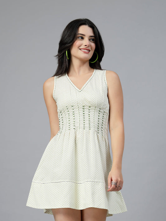 LT green polka dot dress-JEFF COOPER