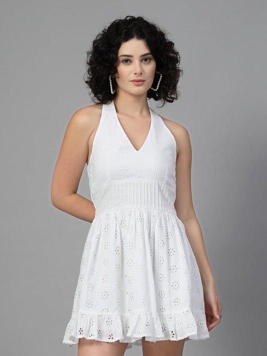 mini dress in cotton embroidered -JEFF COOPER