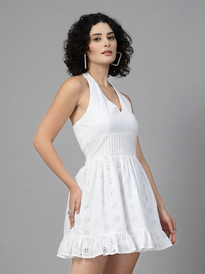 mini dress in cotton embroidered -JEFF COOPER