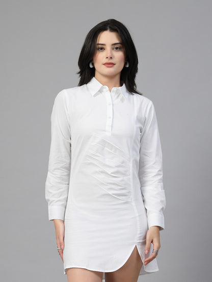 White cotton poplin shirt dress-JEFF COOPER