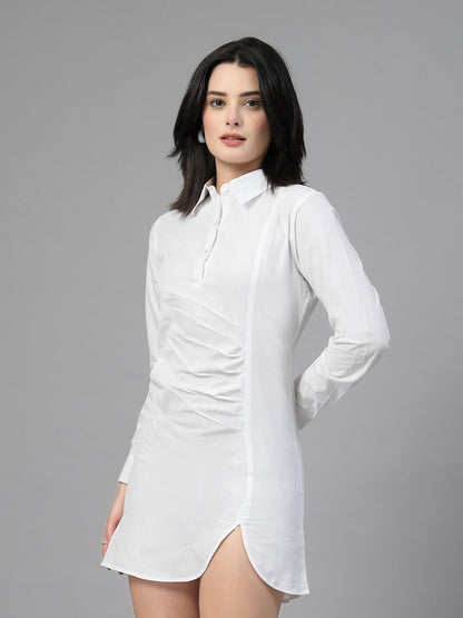 White cotton poplin shirt dress-JEFF COOPER