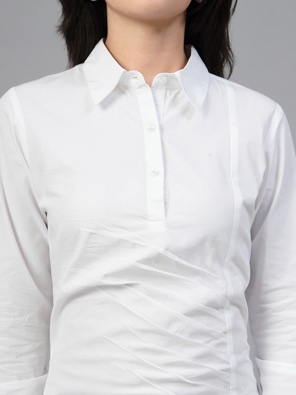White cotton poplin shirt dress-JEFF COOPER