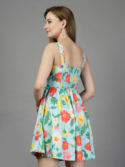 Printed short flare dress-JEFF COOPER
