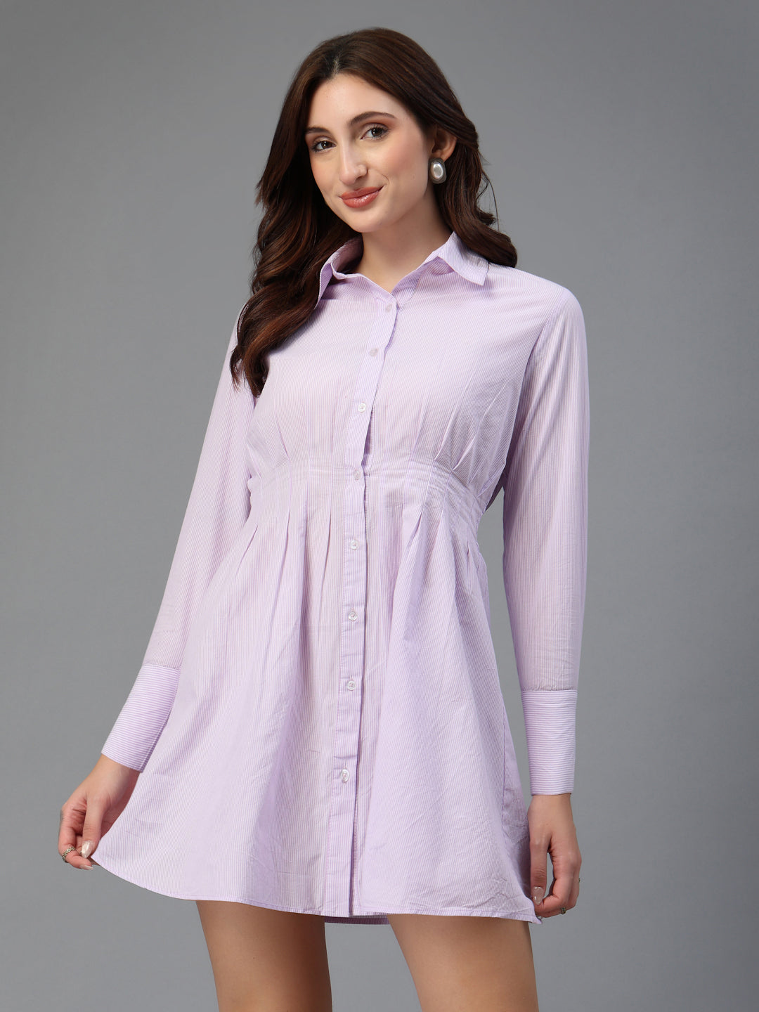 Shirt Dress with Pleats at waist-JEFF COOPER