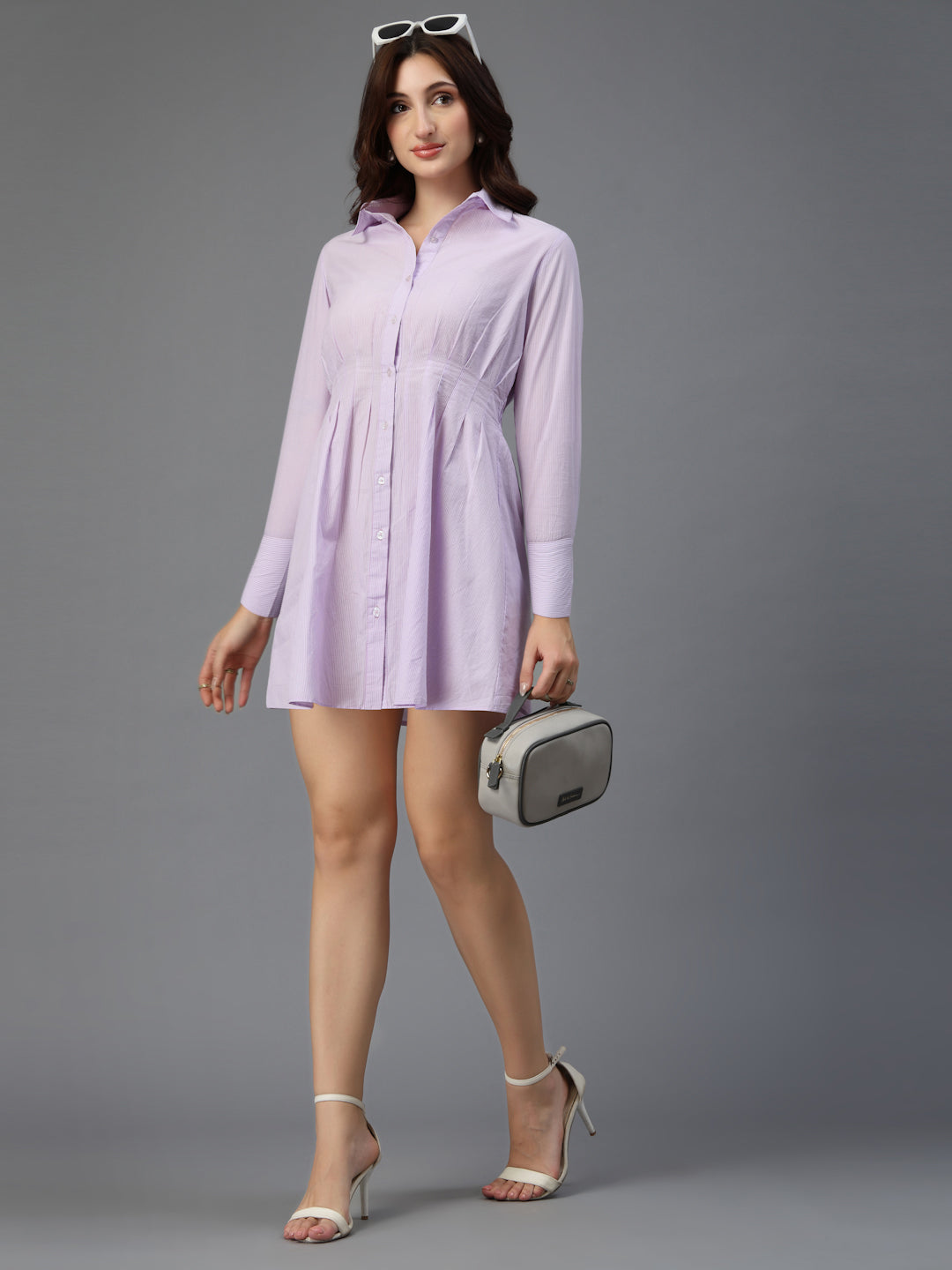 Shirt Dress with Pleats at waist-JEFF COOPER