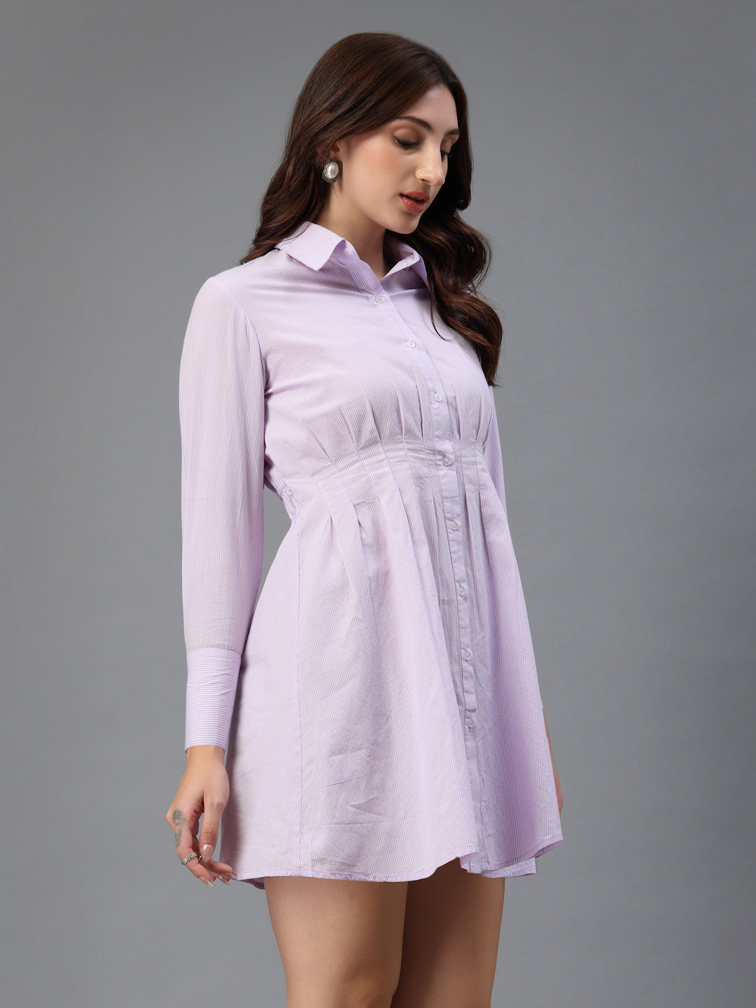 Shirt Dress with Pleats at waist-JEFF COOPER