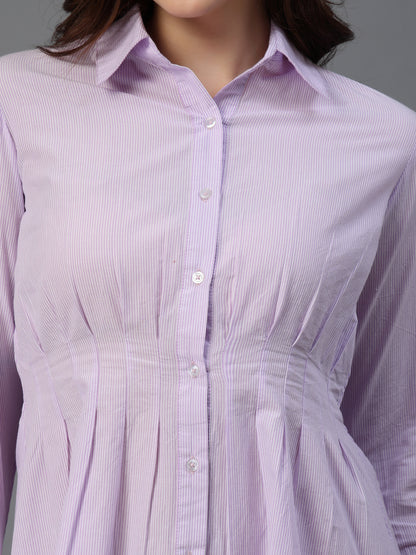 Shirt Dress with Pleats at waist-JEFF COOPER