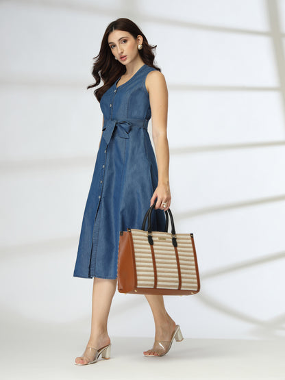 Denim dres With belt and side pockets-JEFF COOPER