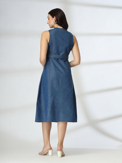 Denim dres With belt and side pockets-JEFF COOPER