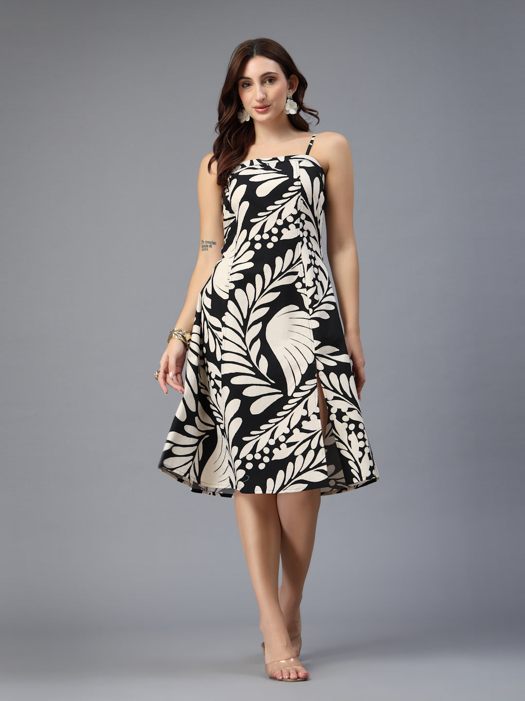 strappy dress with front slit-JEFF COOPER