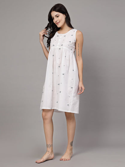 Blue Floral Nightdress-JEFF COOPER