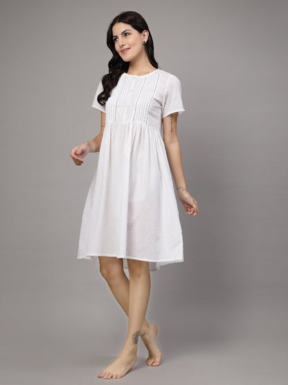 Short night dress with detailed yoke -JEFF COOPER